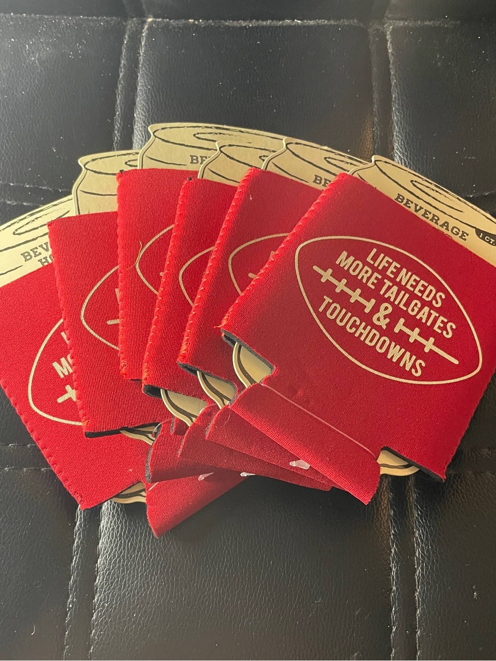 Life needs more tailgates & touchdowns red koozies
